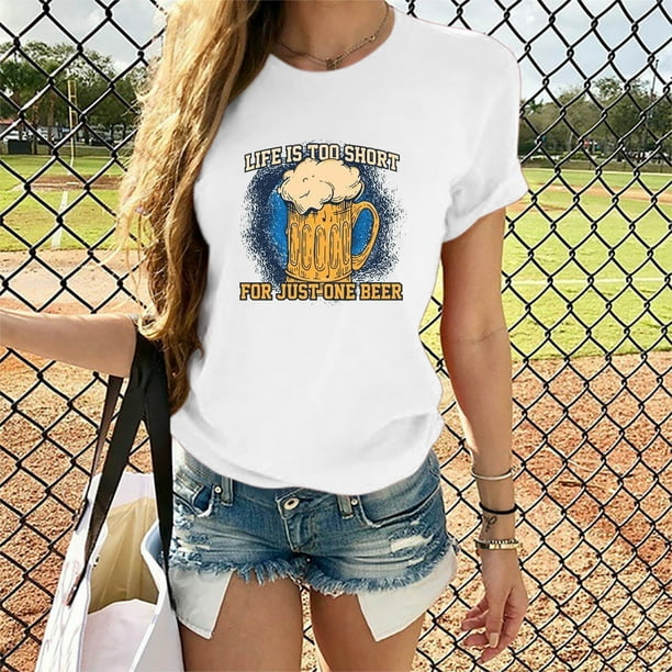 Ykohkofe Funny T Shirt Beer Print For Women Short Sleeve Tops Cwer Neck Shirts Causal Blouse Ykohkofe Funny T Shirt Beer Print For Women Short Sleeve Tops Cwer Neck Shirts Causal Blouse