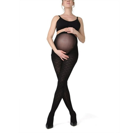 MeMoi Argyle Maternity Tights | Pregnancy Support Hosiery L/XL / Black MA