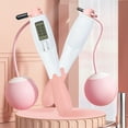 thumbnail image 2 of 1 Pair Big Ball Jump Rope LCD Screen Four Modes Non-Slip Handle Exercise Fitness Equipment Free Adjustable Smart Electronic Cordless Jump Rope for Adult Kids-Pink White, 2 of 8