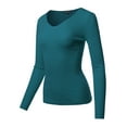 thumbnail image 1 of FashionOutfit Women's LONG SLEEVE V-NECK FITTED RIB SWEATER TOP, 1 of 1