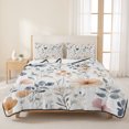 thumbnail image 3 of King Quilt Set 96''x106'', Watercolor Flower Lightweight Bedspread Coverlet Set with 2 Pillow Shams, Spring Farm Leaf Country Retro Plant Breathable All Season Quilt Bedding for Bedroom/Guest Room, 3 of 9