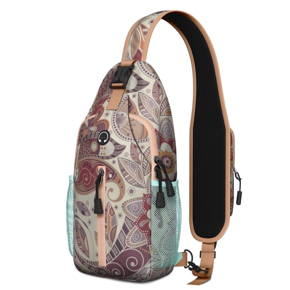 Sac Bandoulière Bohème Paisley – Motif Floral Ethnique Vintage – Design Abstrait Rétro Coloré – Style Artistique Chic Décoratif – Sangle Durable et Réglable