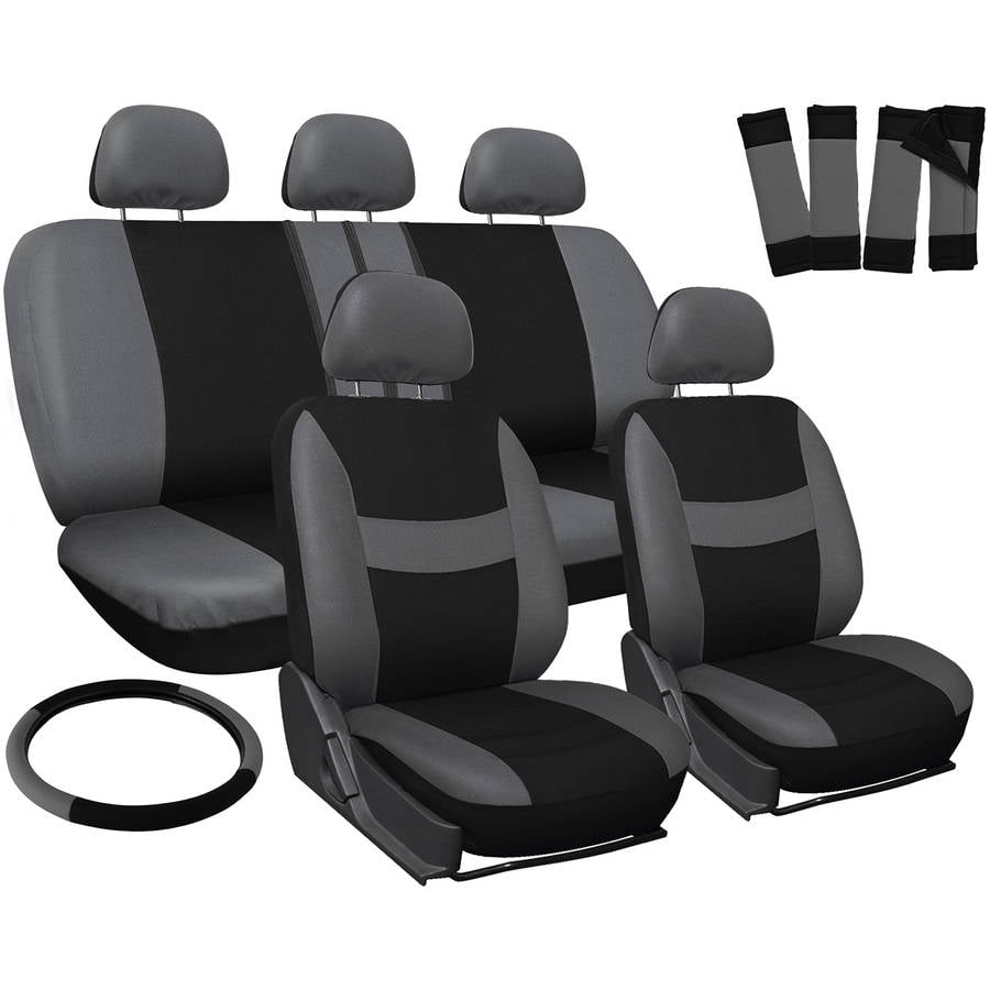 For Kia New Soft Black Cloth Car Truck Seat Covers With Mats Full Set 