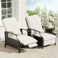 thumbnail image 3 of JUSTLET Outdoor Indoor Recliner Chair 2 Pieces, Adjustable PE Wicker Patio Reclining Lounge Chair with Comfy Cushions, Footrest Armrests, Lawn Furniture for Backyard, Beige, 3 of 8