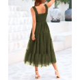 thumbnail image 3 of Vestido BTFBM para mujer de verano 2025, sin mangas, cuello cuadrado, midi, 3 of 6