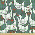 thumbnail image 2 of Ambesonne Geese Fabric by the Yard Upholstery, Happy White Birds on Free, 3 Yards, Grey Grey Teal, 2 of 5