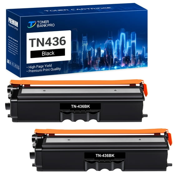 Toner Bank Compatible Toner Cartridge Replacement for Brother TN 436 TN-436BK High Yield (Black, 2-Pack)
