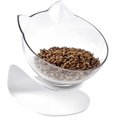 thumbnail image 1 of Cuenco de alimentación para gatos, cuenco de alimentación con forma de oreja de gato, soporte de alimentación de pizarra antideslizante transparente extraíble, individual, 1 of 7