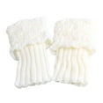 thumbnail image 2 of 1 Pair Winter Cuffs Socks - Women's Knitted Design Solid Warm Thick Elastic Knee High Length Ribbed Leg Warmers, 2 of 8