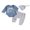Blue, variant on CocMouse Baby Boys Outfits Letter Bow Print Long Sleeve Rompers Pants Hat