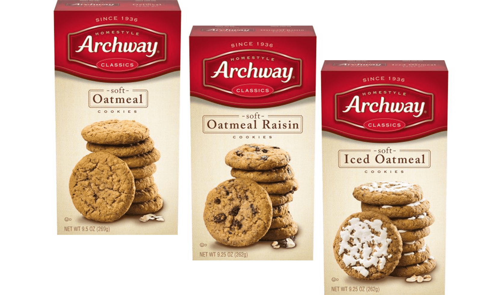 Archway Classics Soft Oatmeal, Oatmeal Raisin & Iced Oatmeal Cookies