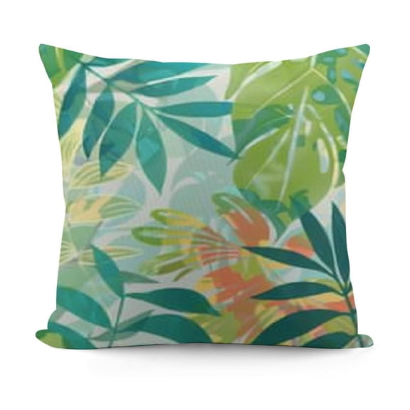 SHANXI Teal Green Tropical Leaves Pillow Cover Watercolor Palm Leaf Summer Outdoor Throw Pillow Cover Botanical Plants Pillow Case Cushion Cover for Couch Home Decor 12x12in