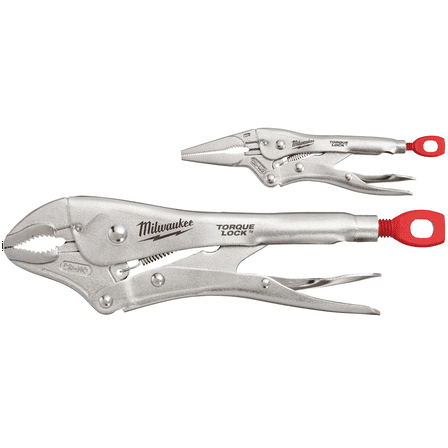 Milwaukee Tool 2 Pc. 10" CURVED JAW & 6" LONG NOSE TORQUE LOCK LOCKING PLIERS SET
