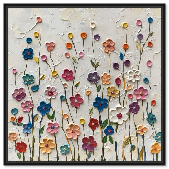 Color Splash Floral Bunch Canvas Winter Floral Art by Art Remedy, Black Frame, 12" x 12"