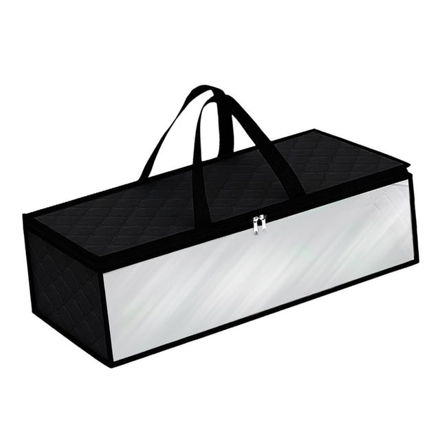 Bolsa de almacenamiento de ropa plegable, bolsa de almacenamiento de sombreros, cremalleras resistentes, organizador de edredones Negro