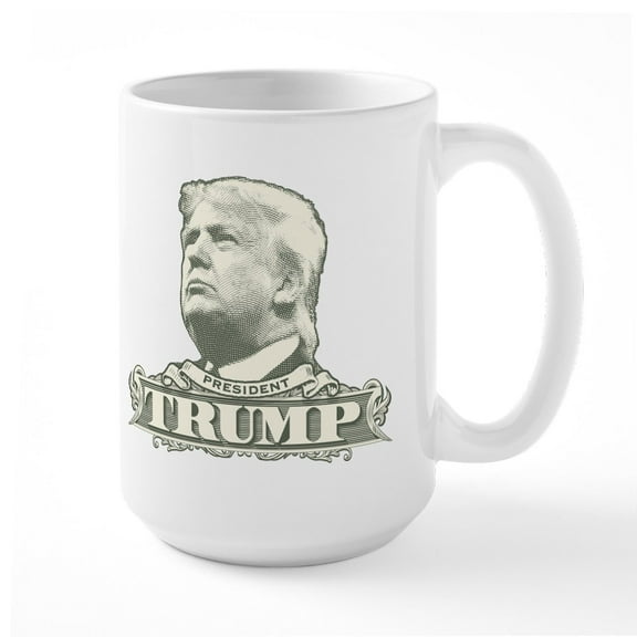 CafePress - Donald Trump Dollar Bill Large Mug - 15 oz Ceramic Large White Novelty Mug