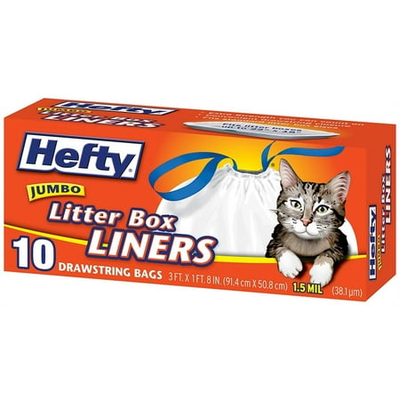 Hefty Jumbo Litter Box Liners, 10 count
