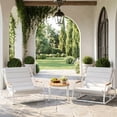thumbnail image 2 of Vineego 3-Piece Outdoor Patio Conversation Bistro Set with Acacia Wood Side Table,Weather-Resistant Modern Lounge Chairs for Balcony, Backyard, Porch, Poolside, white, 2 of 7