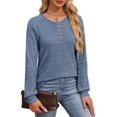 thumbnail image 2 of XIEERDUO Womens Sweaters Lightweight Henley Neck Button Up Long Sleeve Shirt Tops, 2 of 5