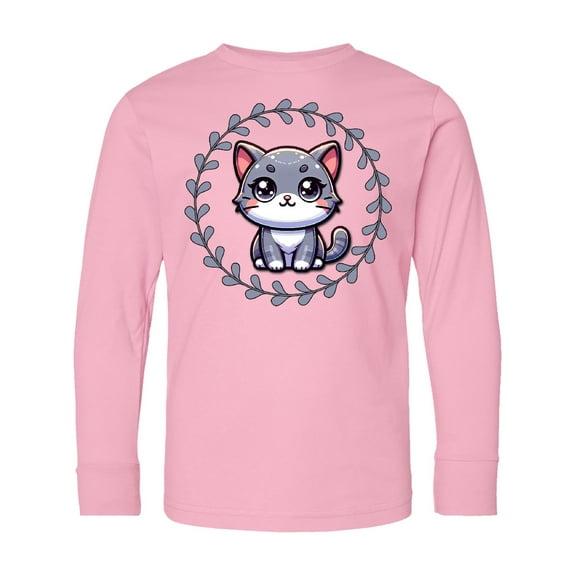 Inktastic Gray Tabby Cat Kitten Long Sleeve Youth T-Shirt