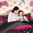 thumbnail image 6 of Manfei Neon Gamepad Bedding Twin Size,Modern Geometric Honeycomb Comforter Sets with Sheets,Red Black Bedding Sets Twin Size For Boys Kids,Super Cozy Bedroom Decor Reversible,7pcs, 6 of 8
