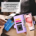 thumbnail image 6 of Allytechgroup for Apple iPhone 16 Case Wallet, Retro PU Leather Slim Fit Business Style Magnetic Closure Cards Slots RFID Blocking Phone Case for Women Men, Purple, 6 of 6