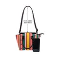 thumbnail image 4 of Lsque Vertical Stripes Pattern Leather Rivet Shoulder Bag – Elegant Genuine Leather & Microfiber PU Crossbody with Detachable Adjustable Strap, 4 of 5