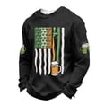 thumbnail image 2 of Dwelliawo St Pattys Waffle Shirt Men Graphic Long Sleeve Waffle Knit Tees Funny St Patricks Day Irish Clover Celtic Cross Flag Printed T Shirt Round Neck Tops Black XL, 2 of 6