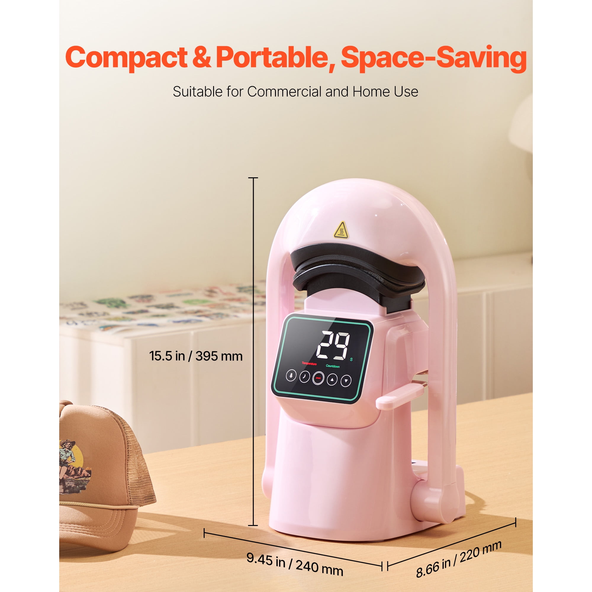KFFKFF Automatic Hat Heat Press Machine with Two Interchangeable Platens, Touchscreen Control for Accurate Time and Temperature Settings, Auto Open and Release Function, Ideal for Heat Transfer Print