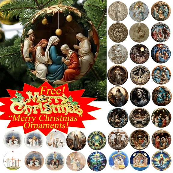 Xuniizn Nativity Ornaments, Christmas Nativity Scene Ornaments Acrylic Christmas Tree Decorations for Xmas Tree, Home, Office, Hanging Ornament, Religious Gifts, Christmas Decorations