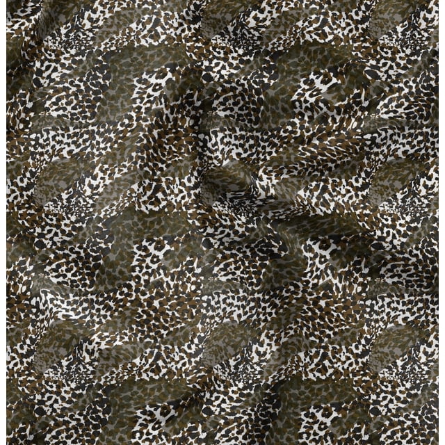 Soimoi Brown Velvet Fabric Leopard Animal Skin Printed Fabric 1 Yard 58 Inch Wide