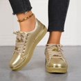 thumbnail image 5 of EKVAHL Women Lace-Up Leather Sneakers Platform Chunky Heel Athletic Shoes, Round Toe Non-Slip Trendy Running Casual Shoes Gold, 5 of 6