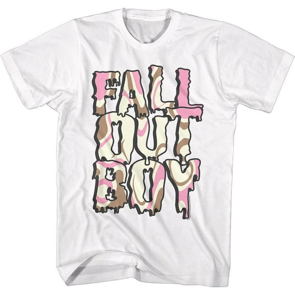 Fall Out Boy Neapolitan Logo White Adult T-Shirt