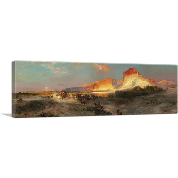 ARTCANVAS Green River Cliffs Wyoming 1881 Canvas Art Print by Thomas Moran - Size: 48" x 16" (1.50" Deep)