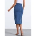 thumbnail image 3 of DARING DIVA Women's Denim Front Slit Zipper Bodycon Midi Jean Skirt L Jean Blue, 3 of 6