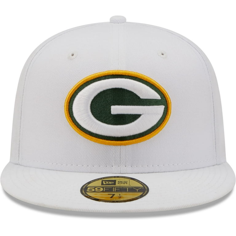 Men's New Era White Green Bay Packers 1995 Pro Bowl Patch Green Undervisor  59FIFY Fitted Hat 