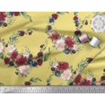 thumbnail image 3 of Soimoi Yellow Rayon Fabric Ranunculus & Penoy Floral Print Printed Fabric 1 Yard 58 Inch Wide, 3 of 3