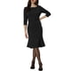 thumbnail image 1 of INSPIRE CHIC Vestido de Mujer con Cuello Barco, Manga Corta, Plisado, Elegante, Midi, 3XL, Negro, 1 of 5