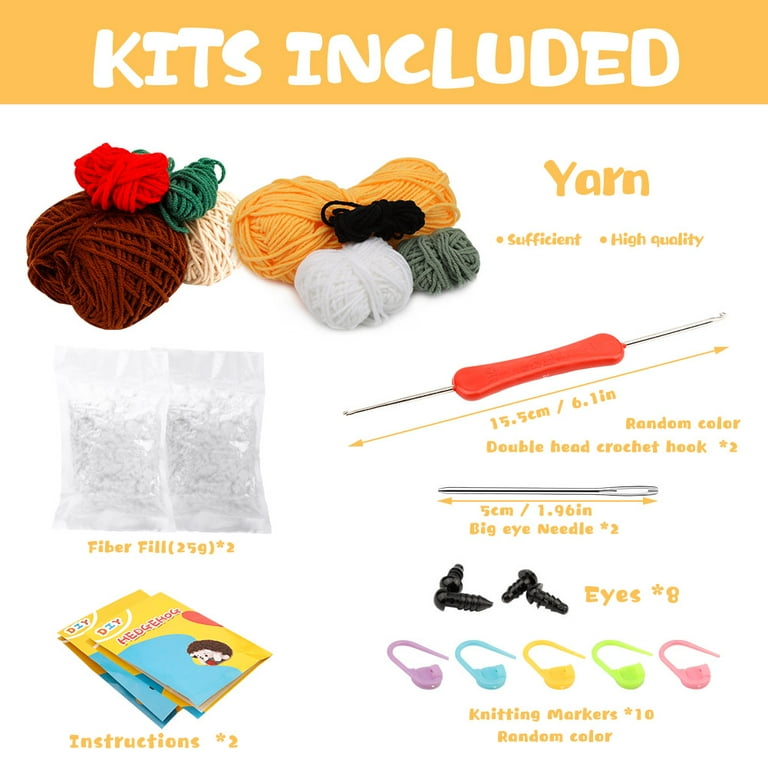 QSHQ Crochet Kit for Beginners, Crochet Starter Kit for Adults and Kids  Complete Knitting Kit to Make 2Pcs Animals, Learn to Crochet with  Step-by-Step Instruction and Video (Penguin) 