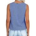 thumbnail image 4 of Womens Gingham Tank Tops Cotton Linen Plaid Sleeveless Shirts Summer Casual Fashion Resort Wear, 4 of 6