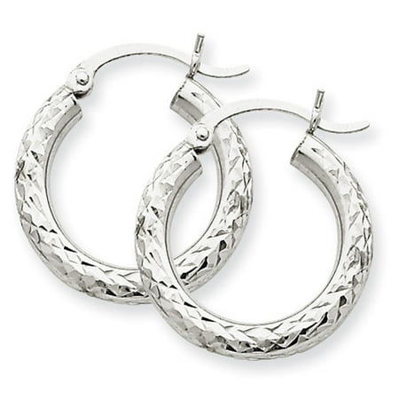 hoop earrings diamond cut gold 14kt 3mm round
