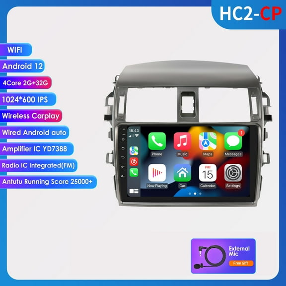 9" Android 12 Wifi Carplay 2 32GB Car Stereo Radio GPS Navigation Player For 2006 2007 2008 2009 2011 2012 2013 Toyota Corolla