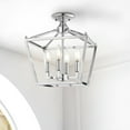 thumbnail image 3 of JONATHAN Y Plains Mini Lantern 12" 4-Light Iron Modern Farmhouse Pagoda LED Semi Flush Mount Lantern, Chrome, JYL7610C, 3 of 8