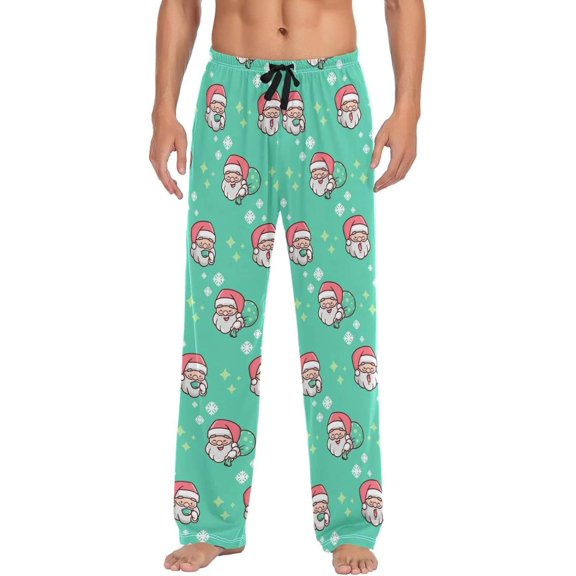 GZHJMY Christmas Santa Pajama Pants for Men, Lounge Pants Lightweight Men Pajama Bottoms with Drawstring Pockets, Christmas New Year Birthday Gifts, Large