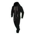 thumbnail image 5 of Wutalume Men's Hooded Jumpsuit Zip Up Pajamas Playsuit with Jogger Design, Comfortable and Warm for Lounge and Sleep, Solid Color and Color-Block Options,Black M, 5 of 6