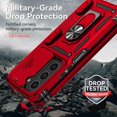 thumbnail image 4 of Phone Case for Samsung Z Fold 6 Case with Ring Holder Camera Lens Protector Slide Cover Black Shockproof Samsung Galaxy Z Fold 6 Case Rugged Heavy Duty with Pen Slot (Red), 4 of 16