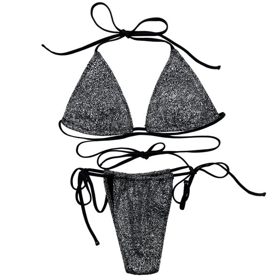 KaLI_store Two Piece Swimsuit for Women Women Two Piece Vintage Swimsuit Retro Halter Ruched High Waist Bikini with Bottom Black,S