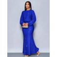 thumbnail image 4 of Royal Blue Sparkly Mermaid Hem Bodycon Maxi Dress For Evening Party Dating, 4 of 7