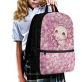 thumbnail image 3 of HUIACONG Pink Floral Axolotl Backpack for Daily School Use Multi Compartment Wear‑Resistant Large Capacity for Elementary Middle School Kids, 3 of 6