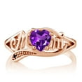 thumbnail image 3 of Gem Stone King 18K Rose Gold Plated Silver Heart Shape Mothers Day Purple Amethyst and Diamond Mom MOM Ring for Women (0.41 Cttw, Gemstone Birthstone, Available in Size 5, 6, 7, 8, 9), 3 of 3